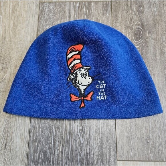 Universal Studios Y2K Cat In The Hat Embroidered Fleece Beanie Blue Adult Unisex - Picture 1 of 8